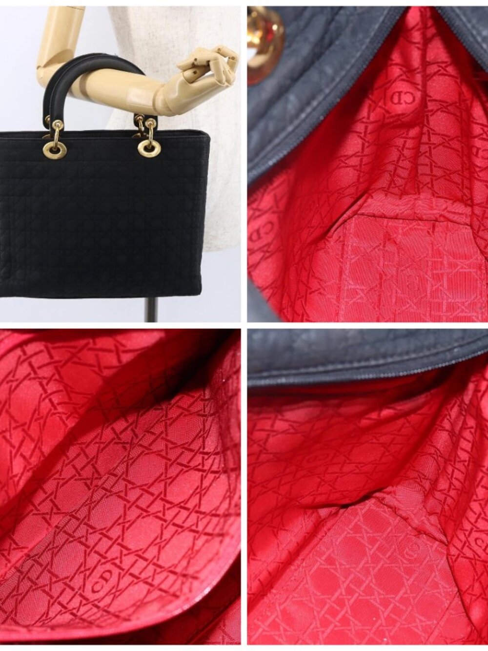 Christian Dior Canage Hand Bag Nylon Black Gold Auth - Picture 15 of 15